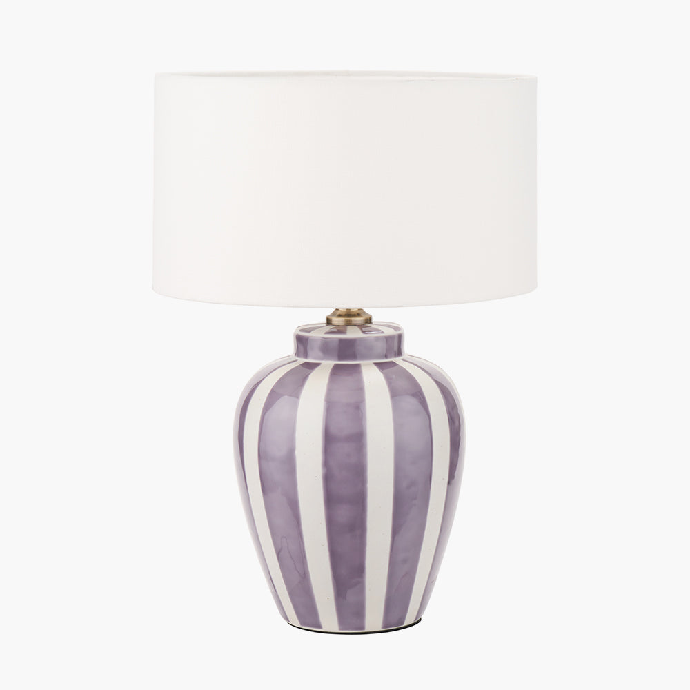 Priscilla Lilac Stripped Ceramic Table Lamp - Base Only